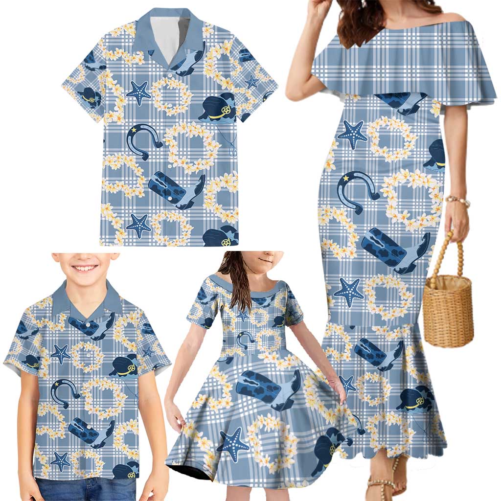 Aloha Hawaii Paniolo Jeans Palaka Family Matching Mermaid Dress and Hawaiian Shirt Coastal Rodeo - Polynesian Pride
