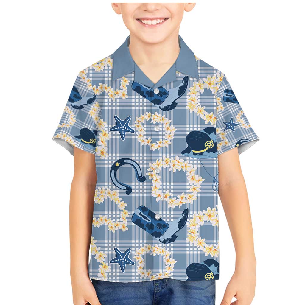 Aloha Hawaii Paniolo Jeans Palaka Family Matching Mermaid Dress and Hawaiian Shirt Coastal Rodeo LT7 Son's Shirt Pastel Blue - Polynesian Pride