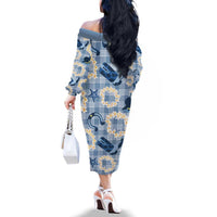Aloha Hawaii Paniolo Jeans Palaka Family Matching Off The Shoulder Long Sleeve Dress and Hawaiian Shirt Coastal Rodeo LT7 - Polynesian Pride