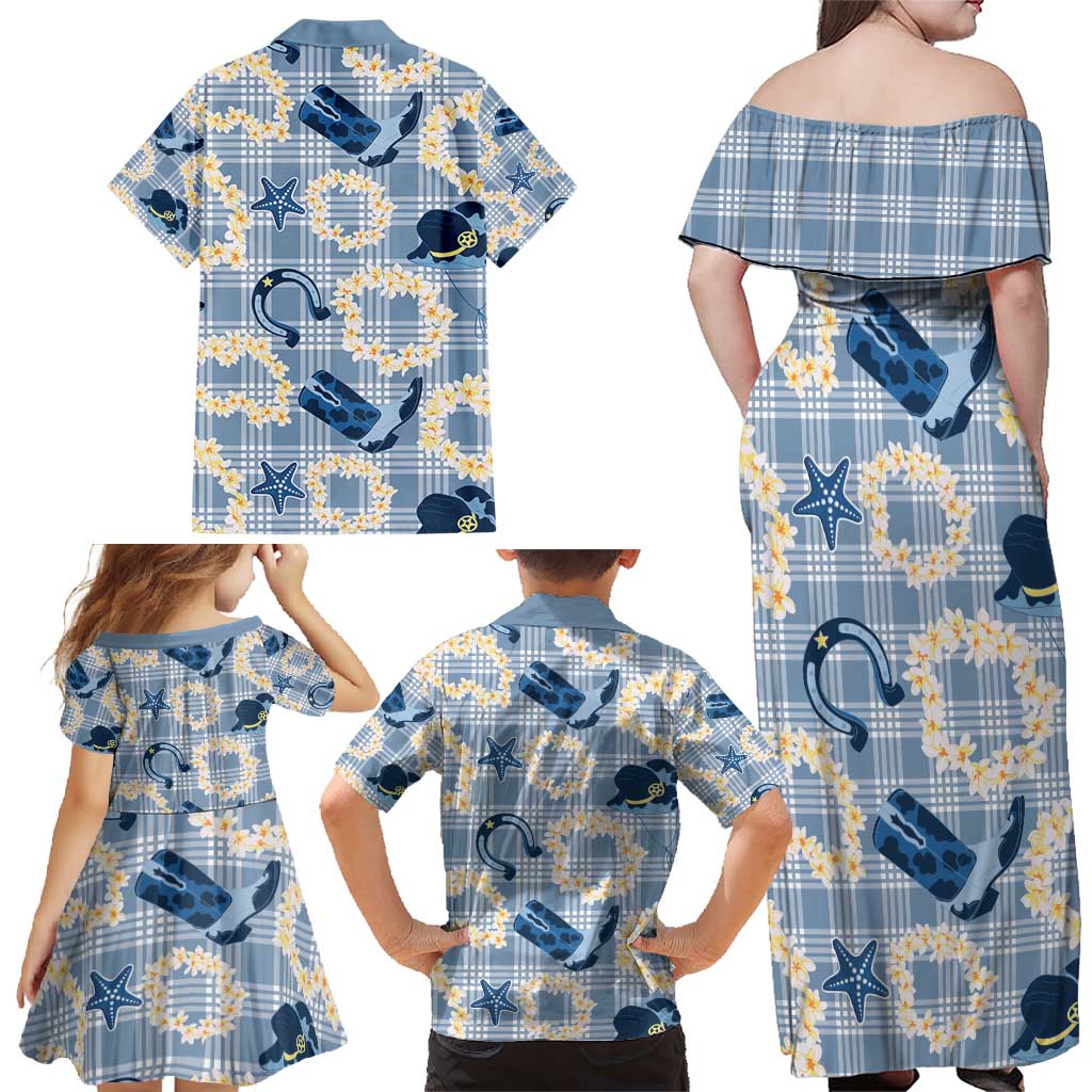 Aloha Hawaii Paniolo Jeans Palaka Family Matching Off Shoulder Maxi Dress and Hawaiian Shirt Coastal Rodeo LT7 - Polynesian Pride