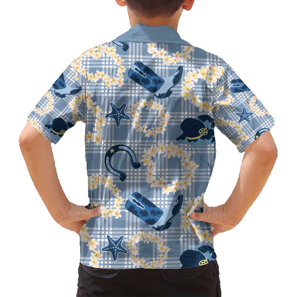 Aloha Hawaii Paniolo Jeans Palaka Family Matching Off Shoulder Short Dress and Hawaiian Shirt Coastal Rodeo LT7 - Polynesian Pride