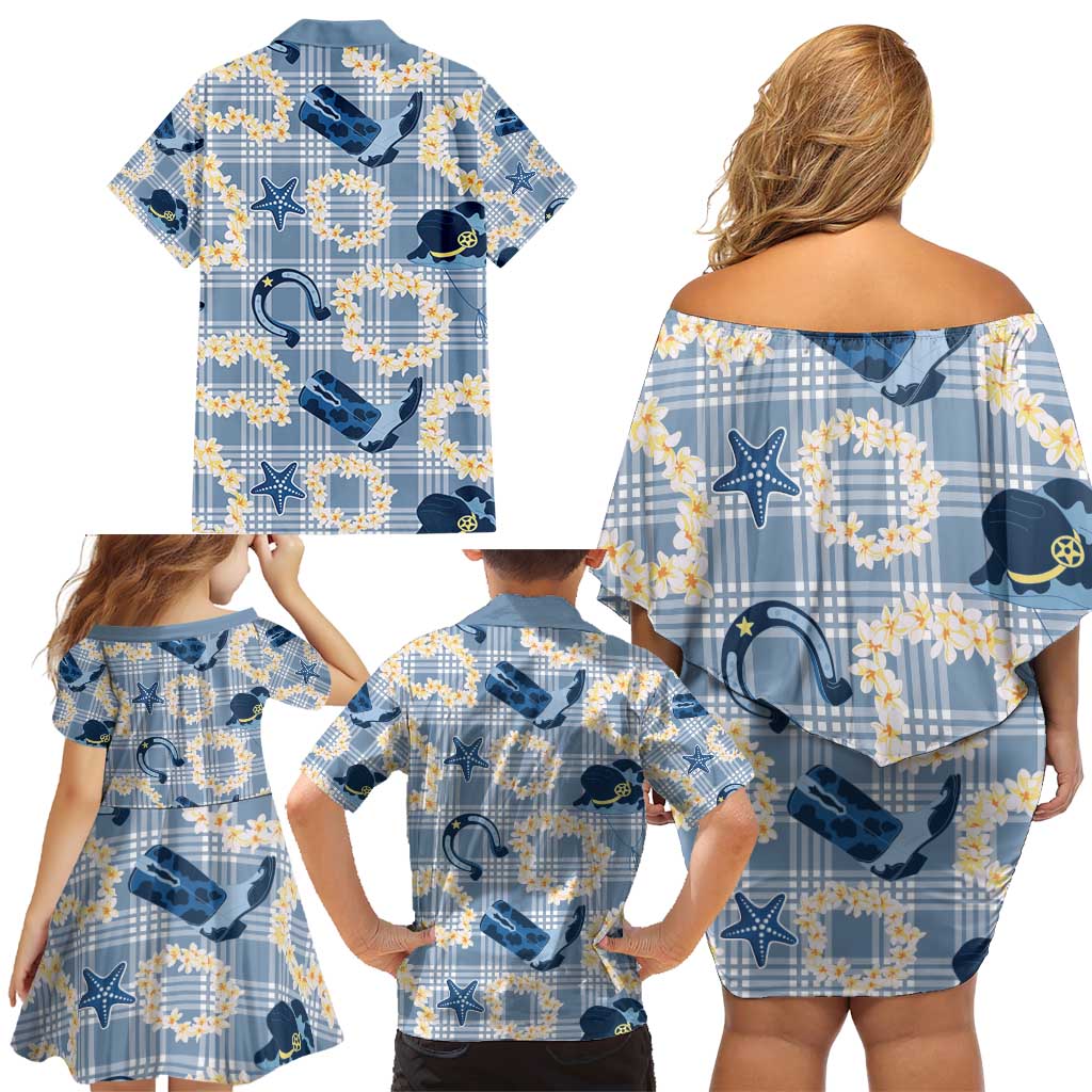 Aloha Hawaii Paniolo Jeans Palaka Family Matching Off Shoulder Short Dress and Hawaiian Shirt Coastal Rodeo LT7 - Polynesian Pride