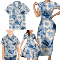 Aloha Hawaii Paniolo Jeans Palaka Family Matching Short Sleeve Bodycon Dress and Hawaiian Shirt Coastal Rodeo LT7 - Polynesian Pride
