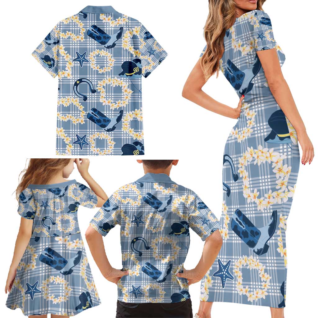 Aloha Hawaii Paniolo Jeans Palaka Family Matching Short Sleeve Bodycon Dress and Hawaiian Shirt Coastal Rodeo LT7 - Polynesian Pride