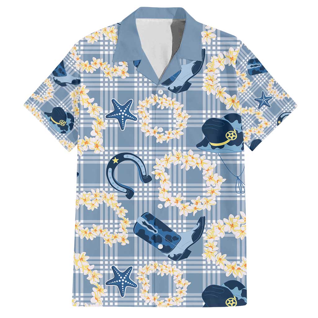 Aloha Hawaii Paniolo Jeans Palaka Family Matching Summer Maxi Dress and Hawaiian Shirt Coastal Rodeo LT7 Dad's Shirt - Short Sleeve Pastel Blue - Polynesian Pride