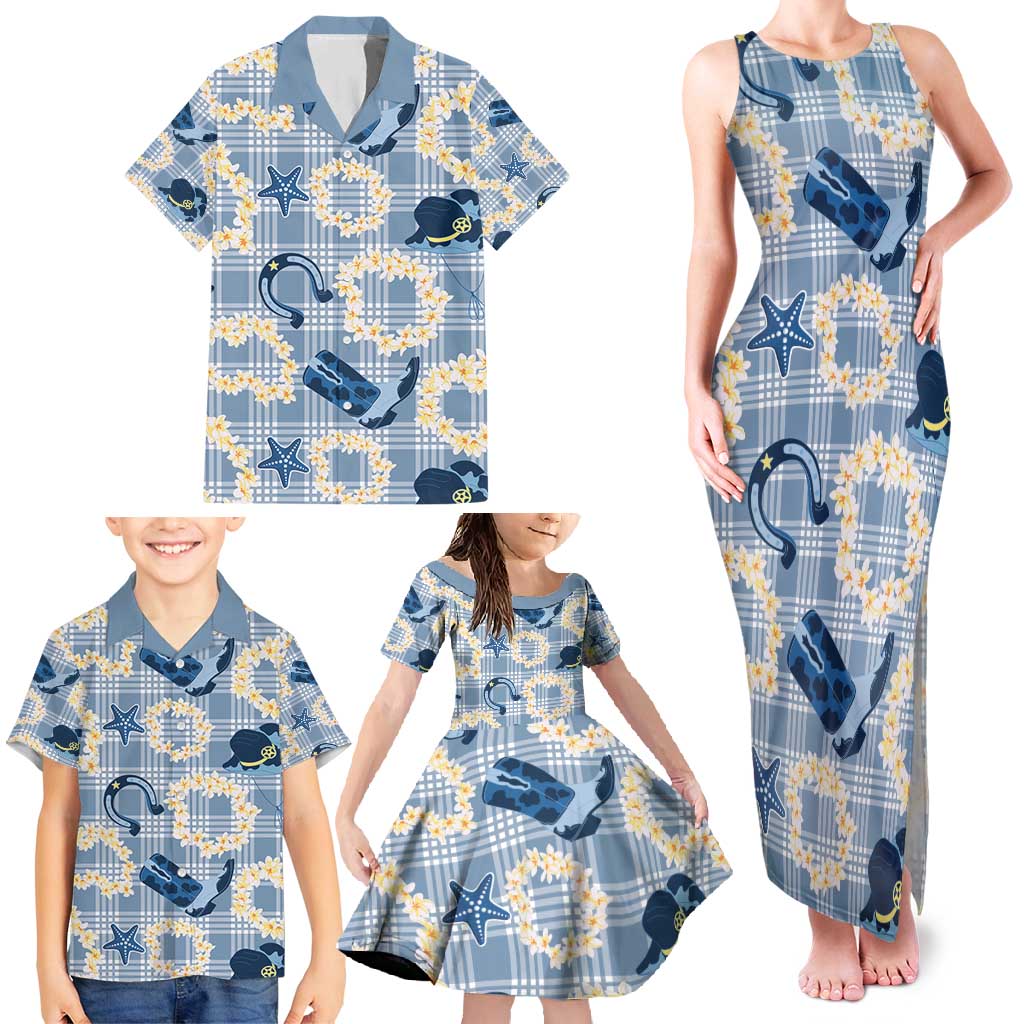 Aloha Hawaii Paniolo Jeans Palaka Family Matching Tank Maxi Dress and Hawaiian Shirt Coastal Rodeo LT7 - Polynesian Pride