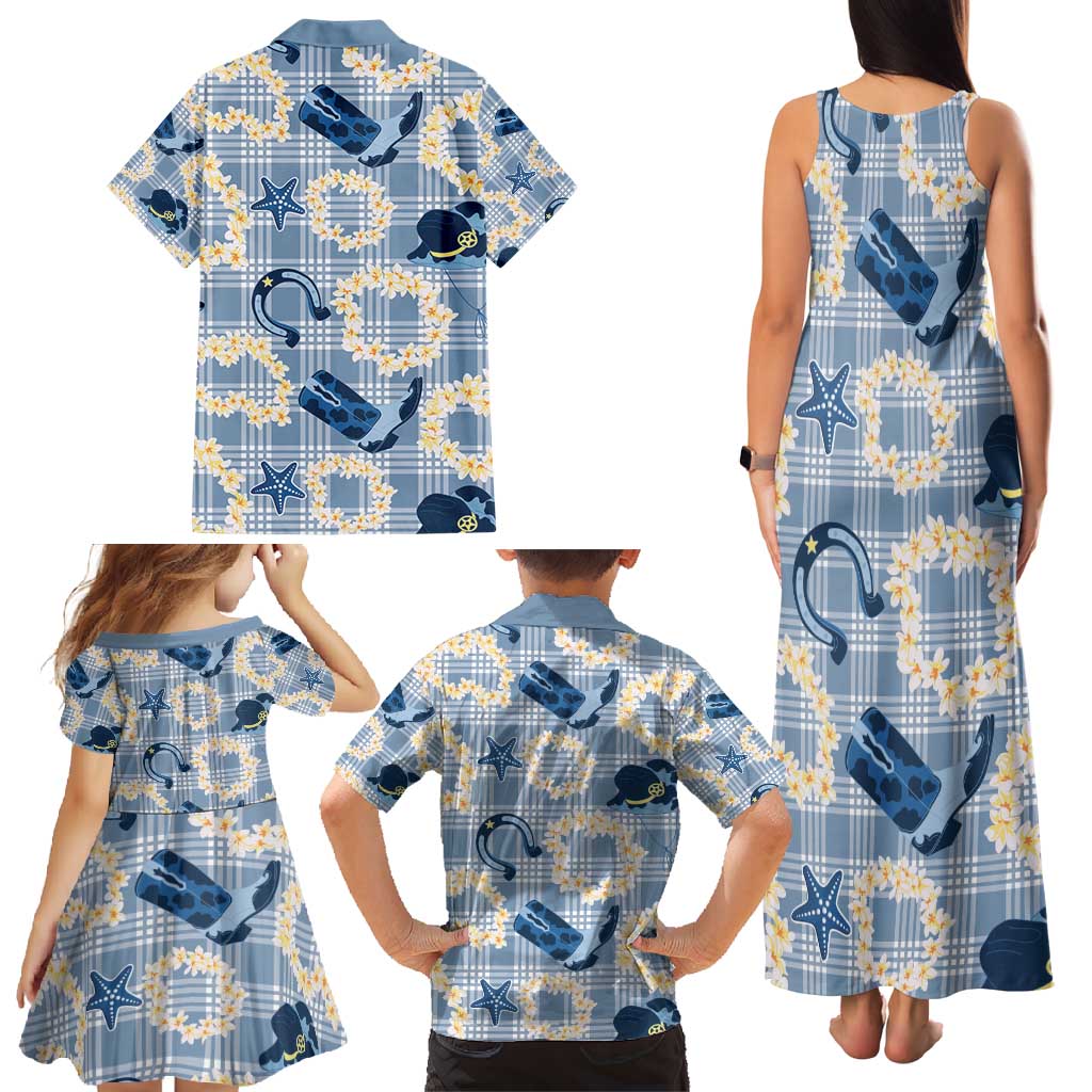 Aloha Hawaii Paniolo Jeans Palaka Family Matching Tank Maxi Dress and Hawaiian Shirt Coastal Rodeo LT7 - Polynesian Pride
