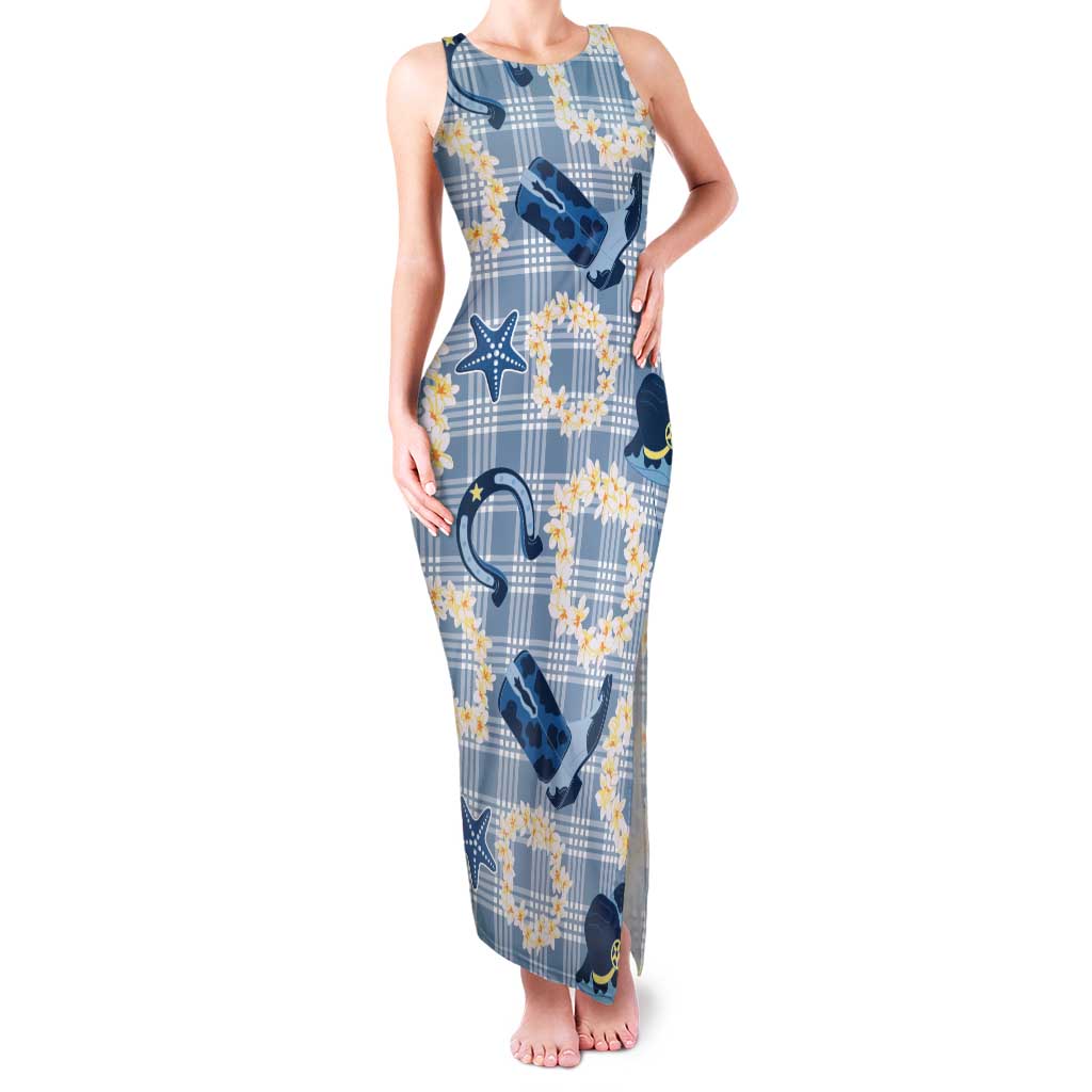 Aloha Hawaii Paniolo Jeans Palaka Family Matching Tank Maxi Dress and Hawaiian Shirt Coastal Rodeo LT7 Mom's Dress Pastel Blue - Polynesian Pride
