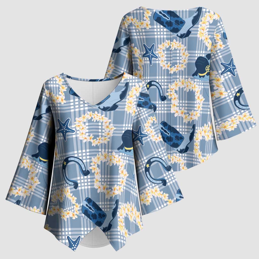 Aloha Hawaii Paniolo Jeans Palaka Kimono Sleeve Blouse Coastal Rodeo - Polynesian Pride