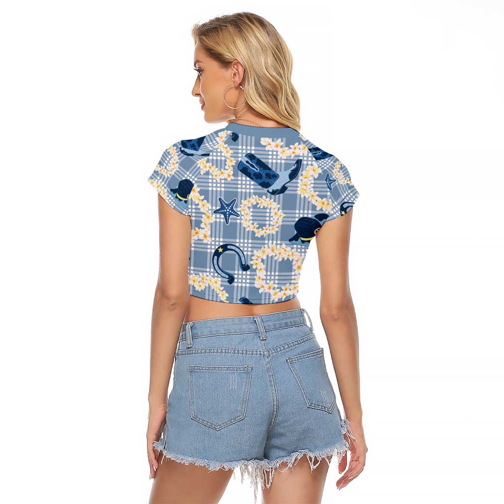 Aloha Hawaii Paniolo Jeans Palaka Raglan Cropped T Shirt Coastal Rodeo - Polynesian Pride