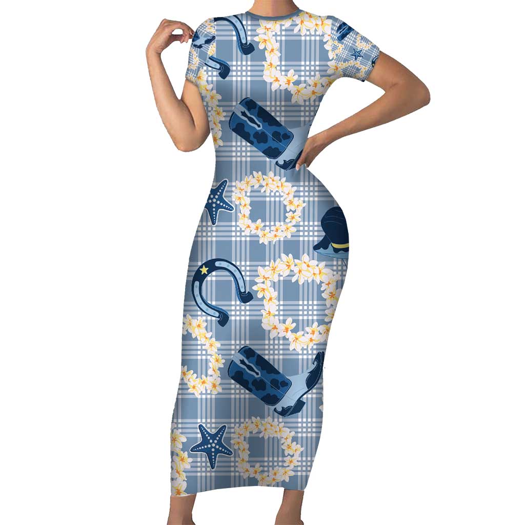 Aloha Hawaii Paniolo Jeans Palaka Short Sleeve Bodycon Dress Coastal Rodeo - Polynesian Pride