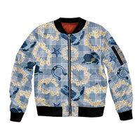 Aloha Hawaii Paniolo Jeans Palaka Sleeve Zip Bomber Jacket Coastal Rodeo - Polynesian Pride