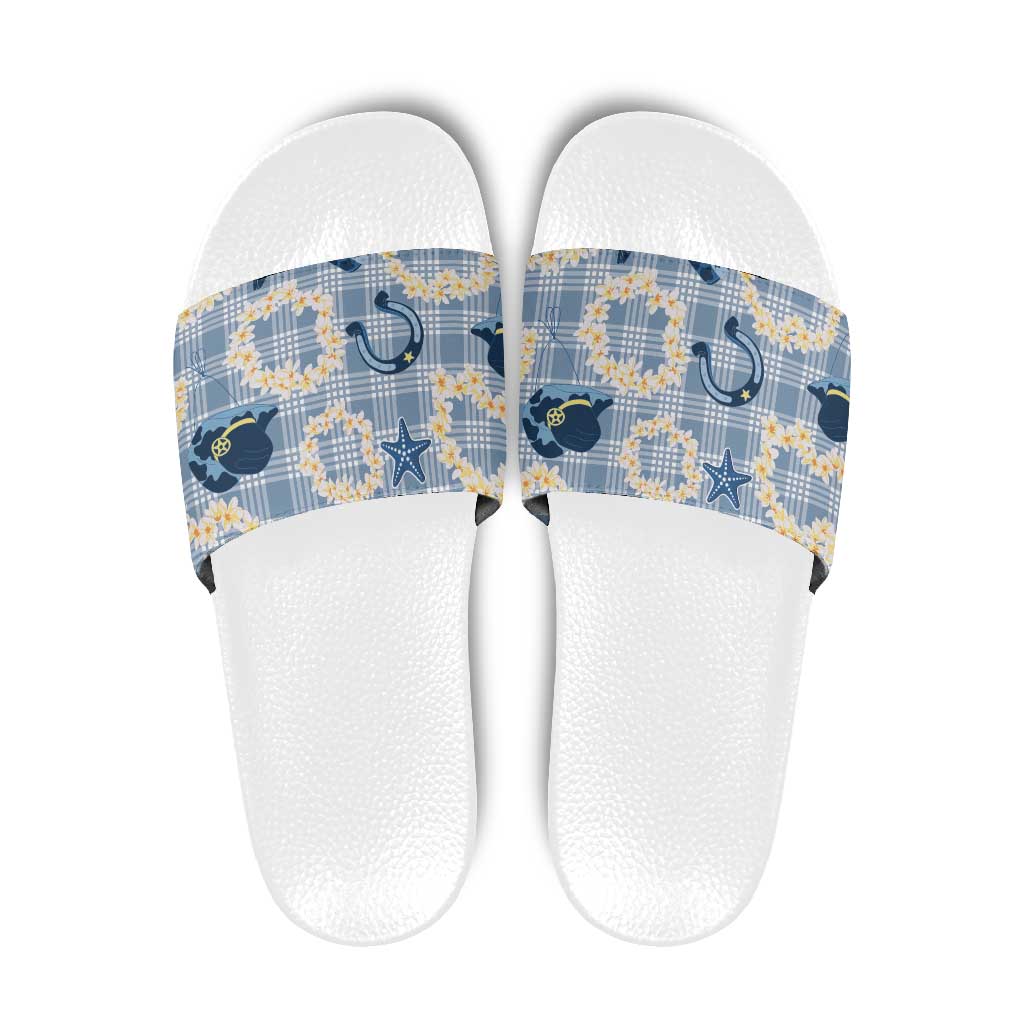 Aloha Hawaii Paniolo Jeans Palaka Slide Sandals Coastal Rodeo - Polynesian Pride