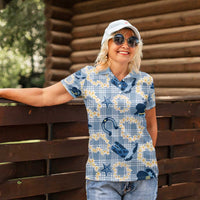 Aloha Hawaii Paniolo Jeans Palaka Women Polo Shirt Coastal Rodeo - Polynesian Pride