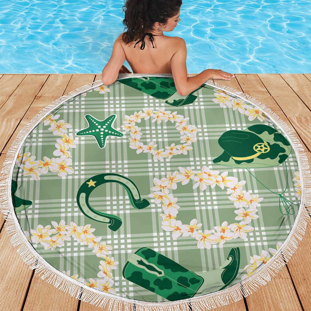 Aloha Hawaii Paniolo Mint Palaka Beach Blanket Coastal Rodeo - Polynesian Pride