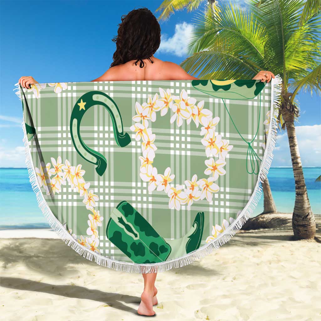 Aloha Hawaii Paniolo Mint Palaka Beach Blanket Coastal Rodeo - Polynesian Pride
