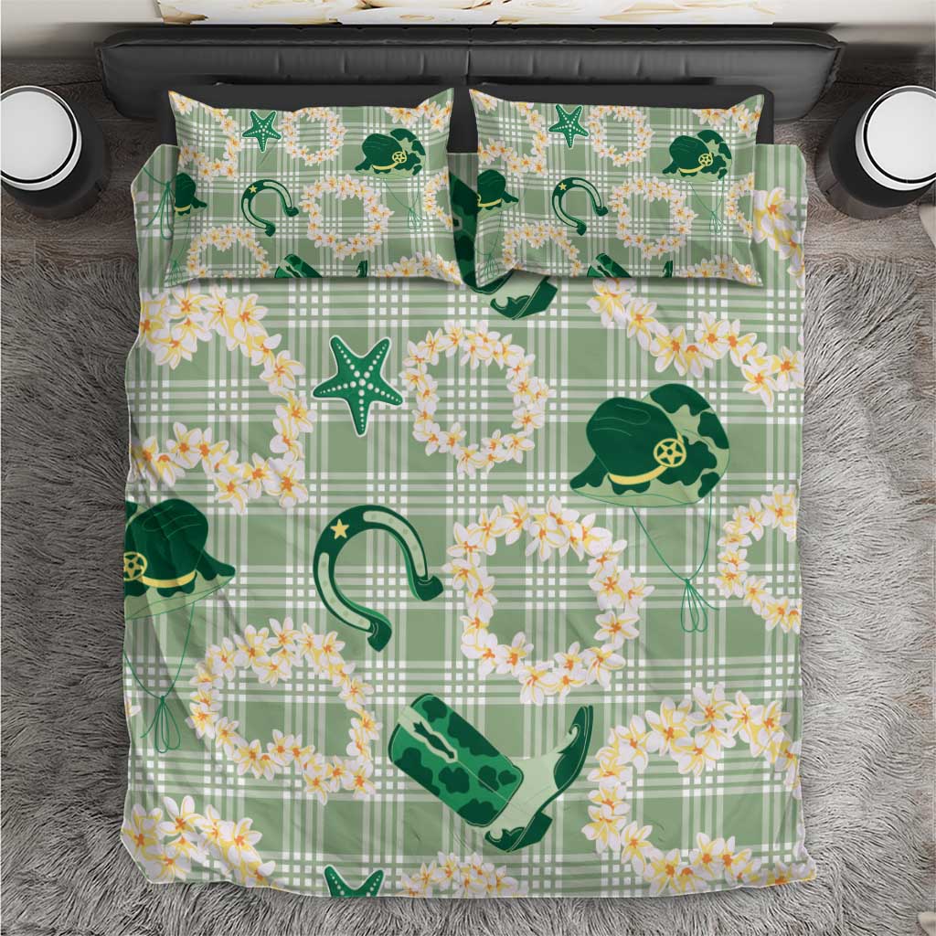 Aloha Hawaii Paniolo Mint Palaka Bedding Set Coastal Rodeo - Polynesian Pride
