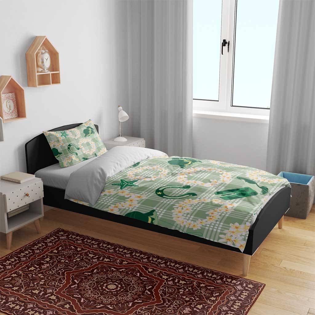 Aloha Hawaii Paniolo Mint Palaka Bedding Set Coastal Rodeo - Polynesian Pride