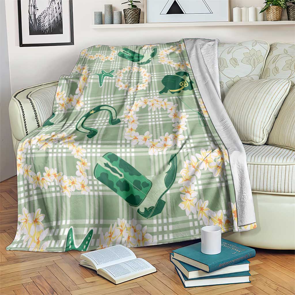 Aloha Hawaii Paniolo Mint Palaka Blanket Coastal Rodeo - Polynesian Pride