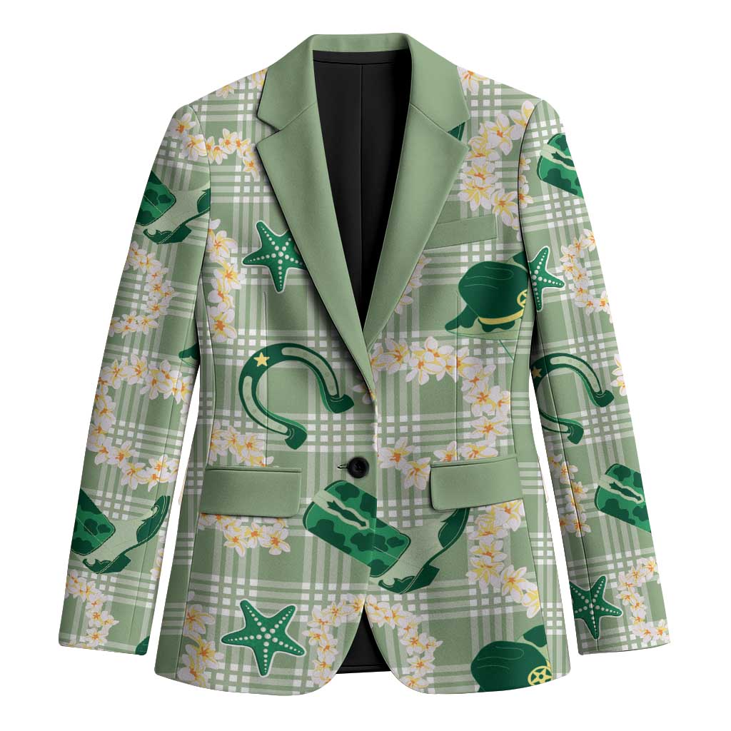 Aloha Hawaii Paniolo Mint Palaka Blazer Coastal Rodeo - Polynesian Pride