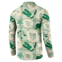 Aloha Hawaii Paniolo Mint Palaka Button Sweatshirt Coastal Rodeo - Polynesian Pride