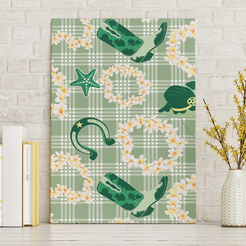 Aloha Hawaii Paniolo Mint Palaka Canvas Wall Art Coastal Rodeo - Polynesian Pride