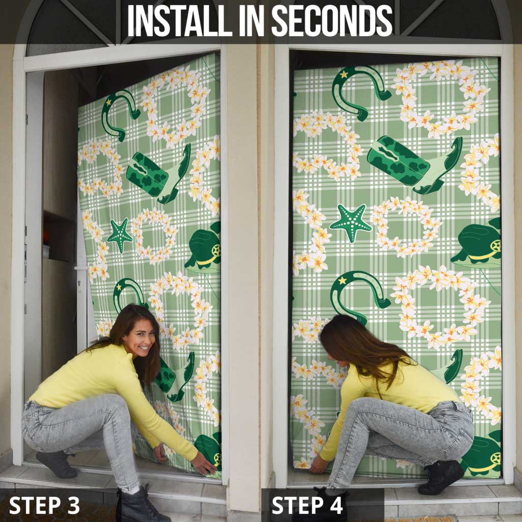 Aloha Hawaii Paniolo Mint Palaka Door Cover Coastal Rodeo - Polynesian Pride