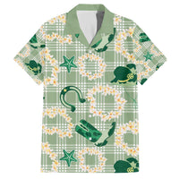 Aloha Hawaii Paniolo Mint Palaka Family Matching Off The Shoulder Long Sleeve Dress and Hawaiian Shirt Coastal Rodeo LT7 Dad's Shirt - Short Sleeve Mint - Polynesian Pride