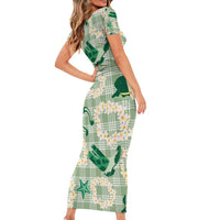 Aloha Hawaii Paniolo Mint Palaka Family Matching Short Sleeve Bodycon Dress and Hawaiian Shirt Coastal Rodeo LT7 - Polynesian Pride