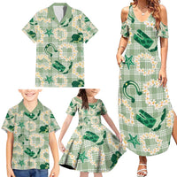 Aloha Hawaii Paniolo Mint Palaka Family Matching Summer Maxi Dress and Hawaiian Shirt Coastal Rodeo LT7 - Polynesian Pride