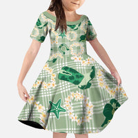 Aloha Hawaii Paniolo Mint Palaka Family Matching Tank Maxi Dress and Hawaiian Shirt Coastal Rodeo LT7 Daughter's Dress Mint - Polynesian Pride
