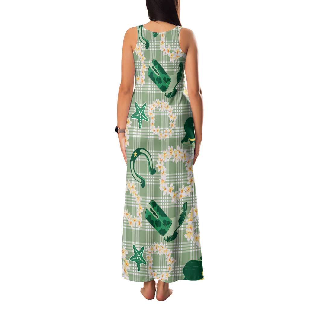 Aloha Hawaii Paniolo Mint Palaka Family Matching Tank Maxi Dress and Hawaiian Shirt Coastal Rodeo LT7 - Polynesian Pride