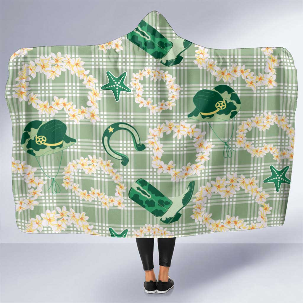 Aloha Hawaii Paniolo Mint Palaka Hooded Blanket Coastal Rodeo - Polynesian Pride