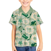 Aloha Hawaii Paniolo Mint Palaka Kid Hawaiian Shirt Coastal Rodeo - Polynesian Pride