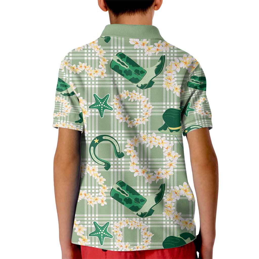 Aloha Hawaii Paniolo Mint Palaka Kid Polo Shirt Coastal Rodeo - Polynesian Pride
