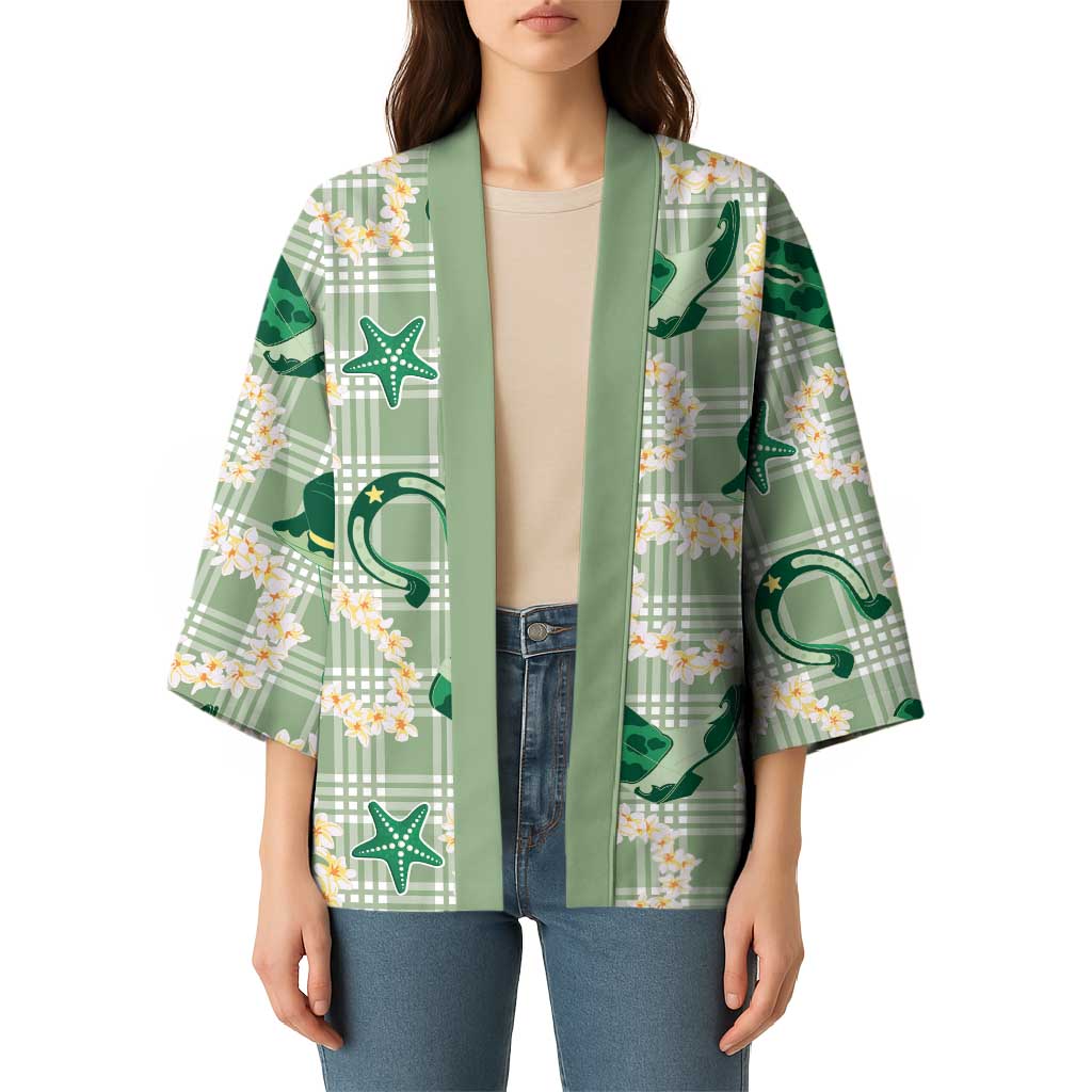 Aloha Hawaii Paniolo Mint Palaka Kimono Coastal Rodeo - Polynesian Pride