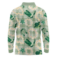 Aloha Hawaii Paniolo Mint Palaka Long Sleeve Polo Shirt Coastal Rodeo - Polynesian Pride