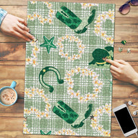 Aloha Hawaii Paniolo Mint Palaka Puzzle Coastal Rodeo - Polynesian Pride