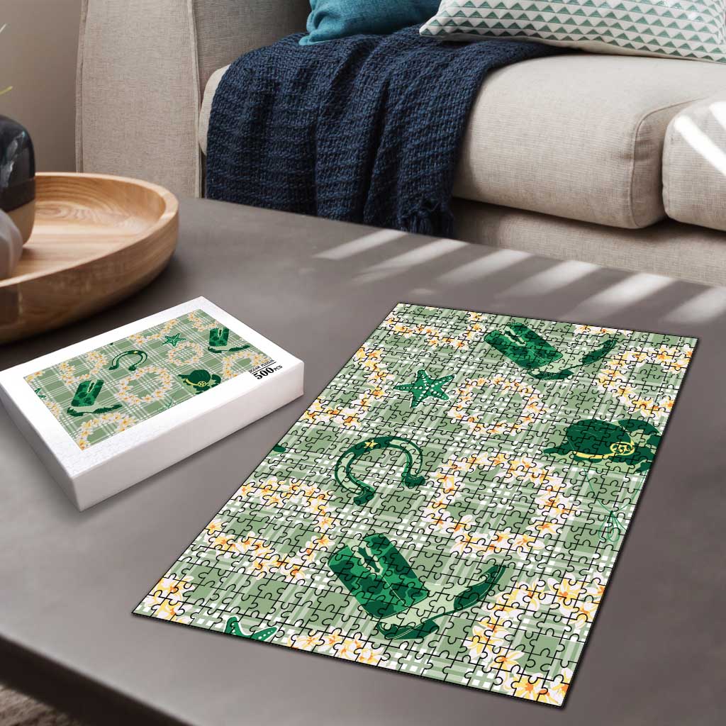 Aloha Hawaii Paniolo Mint Palaka Puzzle Coastal Rodeo - Polynesian Pride