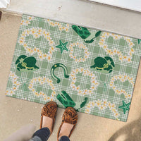 Aloha Hawaii Paniolo Mint Palaka Rubber Doormat Coastal Rodeo - Polynesian Pride