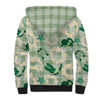 Aloha Hawaii Paniolo Mint Palaka Sherpa Hoodie Coastal Rodeo - Polynesian Pride