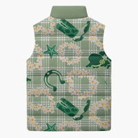 Aloha Hawaii Paniolo Mint Palaka Sleeveless Puffer Jacket Coastal Rodeo - Polynesian Pride