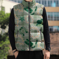 Aloha Hawaii Paniolo Mint Palaka Sleeveless Puffer Jacket Coastal Rodeo - Polynesian Pride