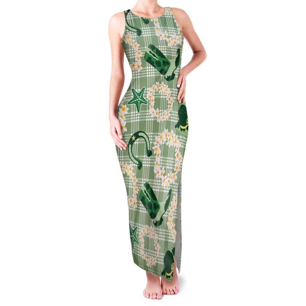 Aloha Hawaii Paniolo Mint Palaka Tank Maxi Dress Coastal Rodeo - Polynesian Pride