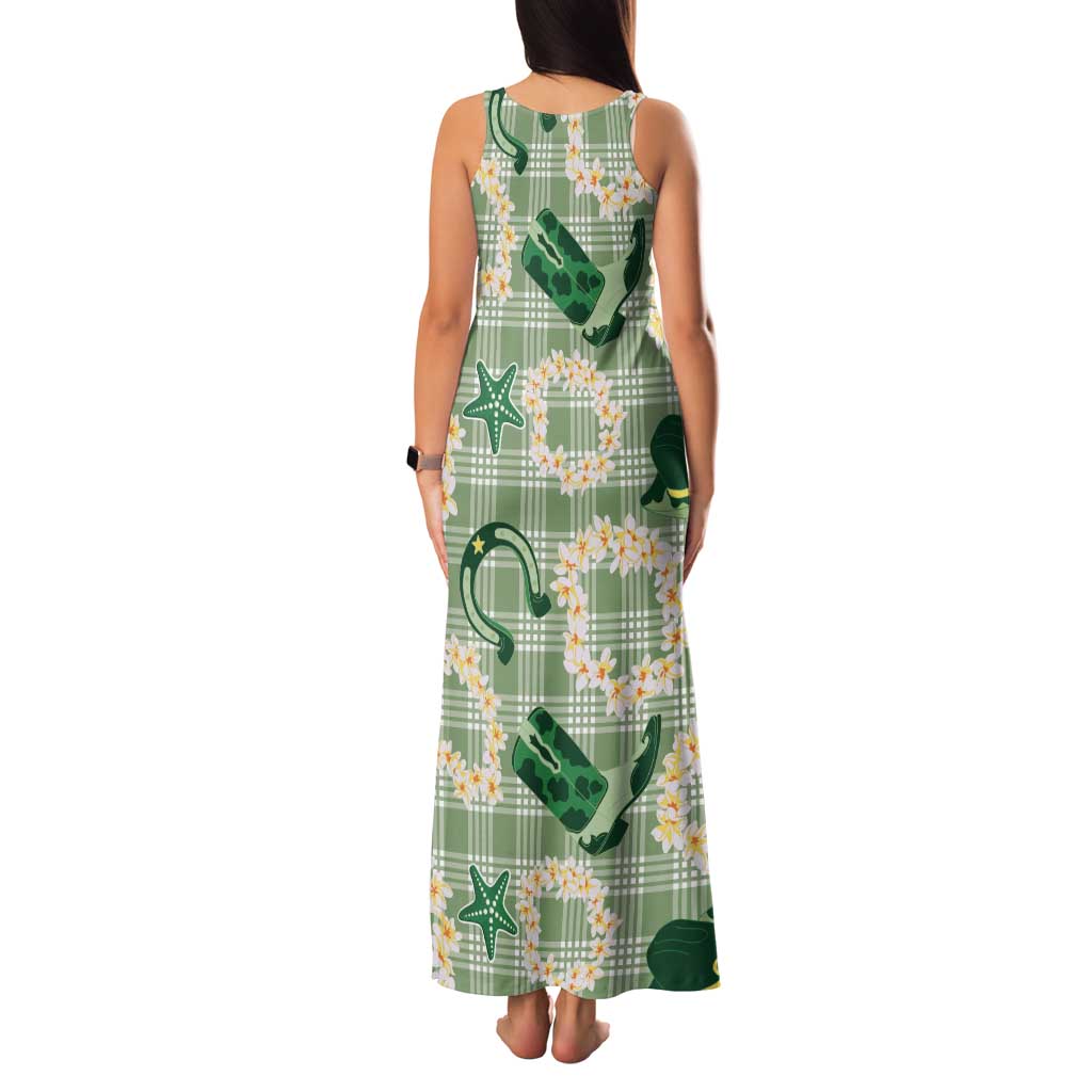 Aloha Hawaii Paniolo Mint Palaka Tank Maxi Dress Coastal Rodeo - Polynesian Pride