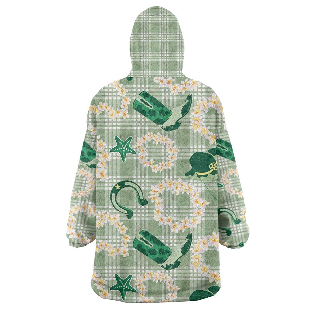 Aloha Hawaii Paniolo Mint Palaka Wearable Blanket Hoodie Coastal Rodeo - Polynesian Pride
