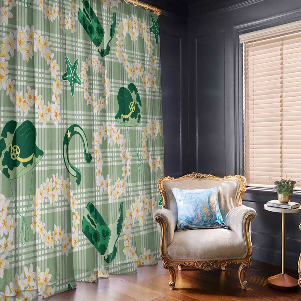 Aloha Hawaii Paniolo Mint Palaka Window Curtain Coastal Rodeo - Polynesian Pride