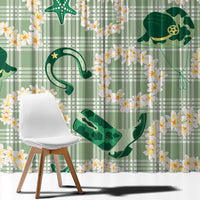 Aloha Hawaii Paniolo Mint Palaka Window Curtain Coastal Rodeo - Polynesian Pride