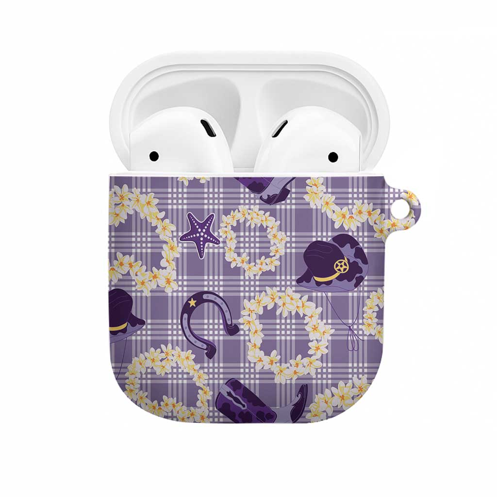 Aloha Hawaii Paniolo Lavender Palaka AirPods Case Coastal Rodeo - Polynesian Pride