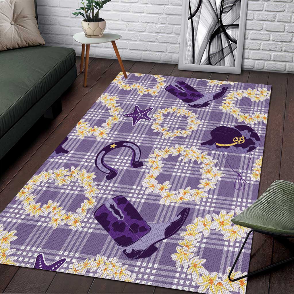 Aloha Hawaii Paniolo Lavender Palaka Area Rug Coastal Rodeo - Polynesian Pride